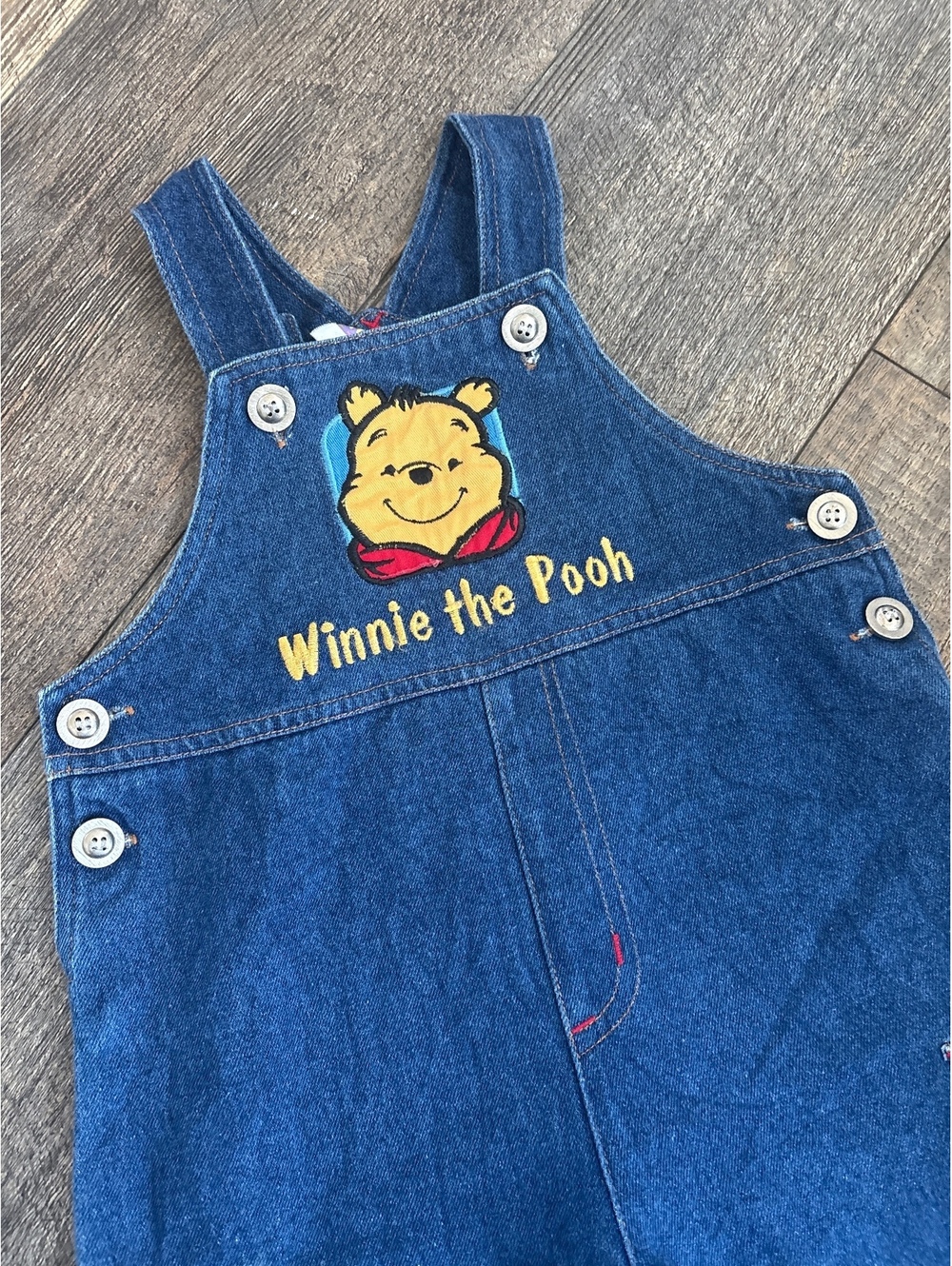 Vintage Rare Disney Winnie the Pooh Denim jean Overalls Kids Size 3T Boys girls